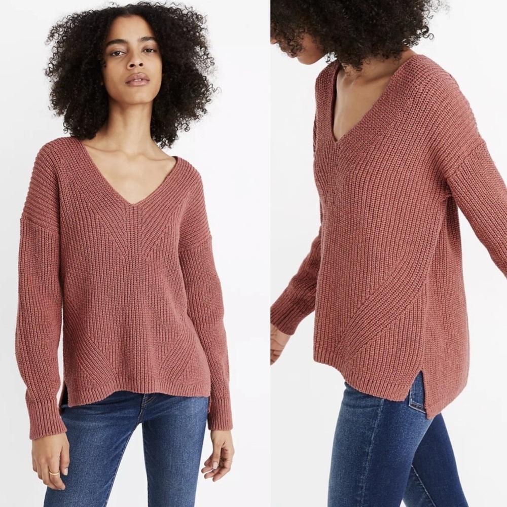 Madewell Ridgeton Pullover 100% Cotton Knit Sweater in Salmon Pink - L